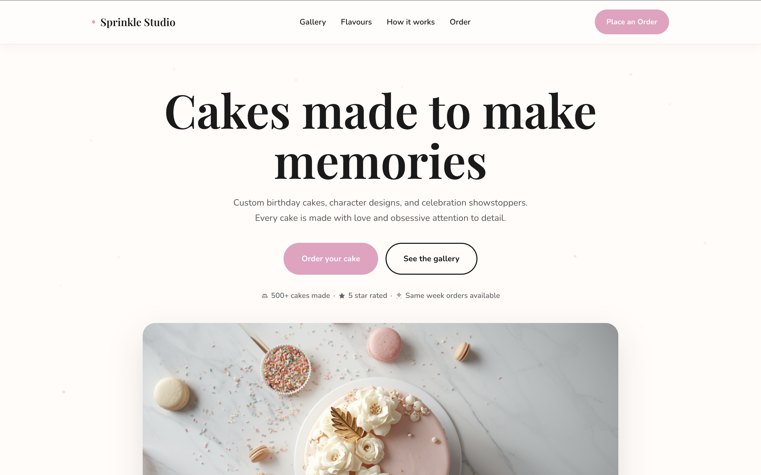 Sprinkle Studio website design